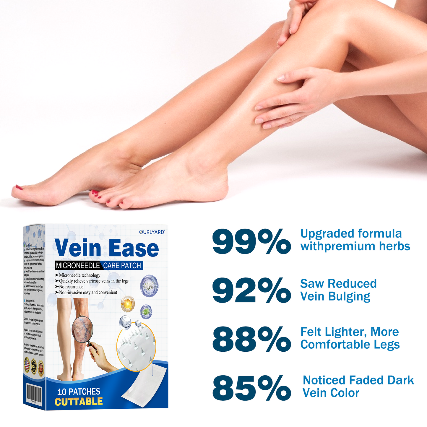 🎁Time-Limited Offer -Ourlyard® Vein Ease Microneedle Care Patch - Cuttable (For Spider Veins, Varicose Veins, Swelling & Leg Fatigue)