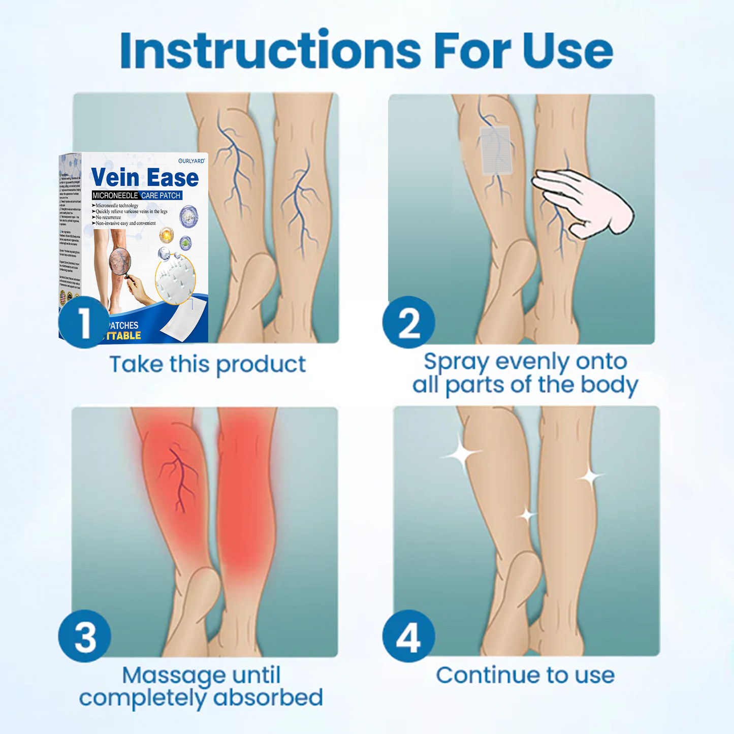 🎁Time-Limited Offer -Ourlyard® Vein Ease Microneedle Care Patch - Cuttable (For Spider Veins, Varicose Veins, Swelling & Leg Fatigue)
